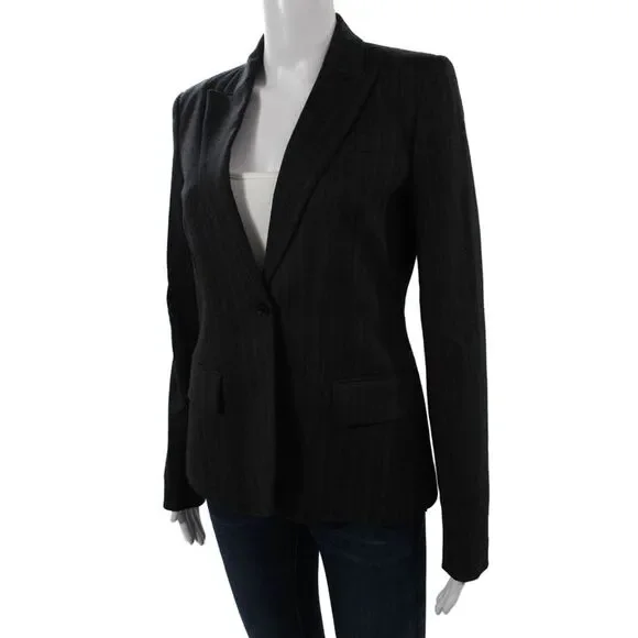 Theory Womens Classic Striped Dark Gray Wool Blend Blazer Size 6 - Picture 3 of 8